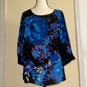 *NEW* Adrianna Papell Floral Blue Abstract Women's Top